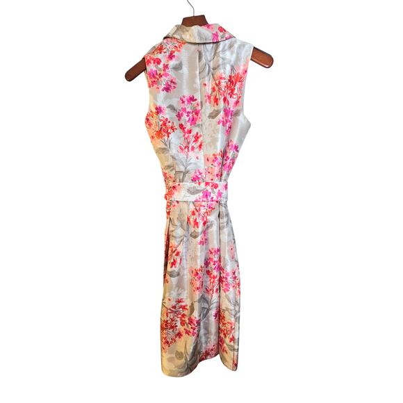 Jessica Howard Silver with Pink Floral Romantic Cottagecore V-Neck Dress - Picture 2 of 8